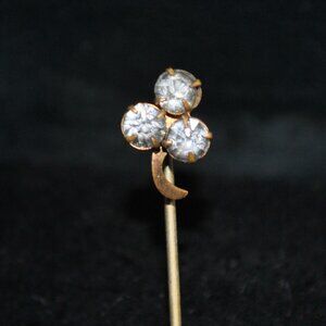 Antique Paste Glass Clover Stick / Tie / Scarf Pin